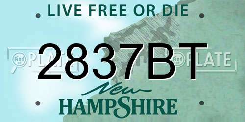 2837BT New Hampshire License Plate