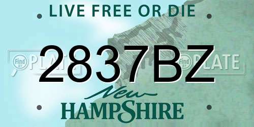 2837BZ New Hampshire License Plate