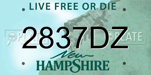 2837DZ New Hampshire License Plate