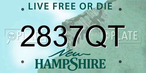 2837QT New Hampshire License Plate