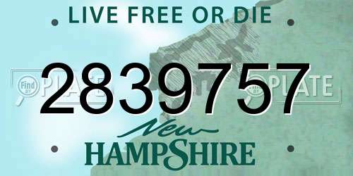 2839757 New Hampshire License Plate