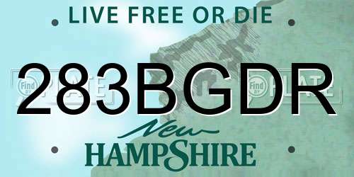 283BGDR New Hampshire License Plate