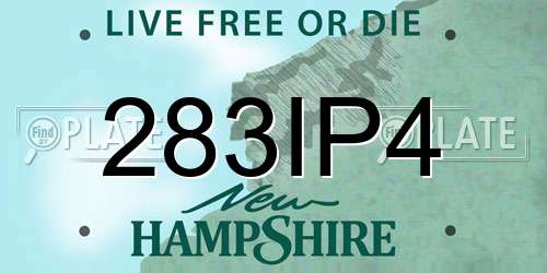 283IP4 New Hampshire License Plate