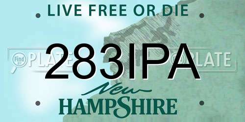 283IPA New Hampshire License Plate