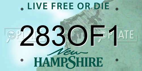 283OF1 New Hampshire License Plate