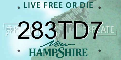 283TD7 New Hampshire License Plate