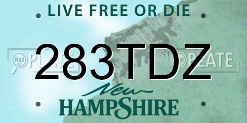 283TDZ New Hampshire License Plate