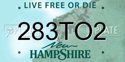 283TO2 New Hampshire License Plate