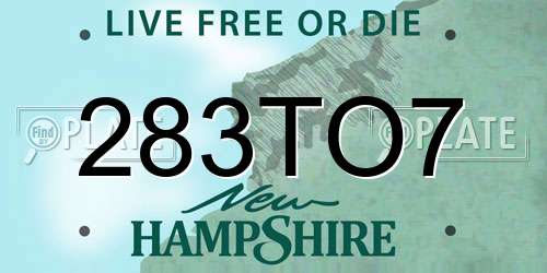 283TO7 New Hampshire License Plate