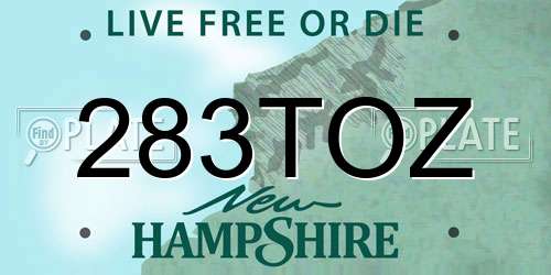 283TOZ New Hampshire License Plate