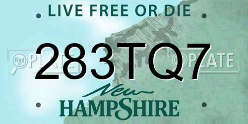 283TQ7 New Hampshire License Plate