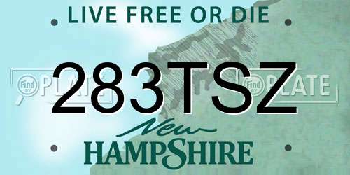 283TSZ New Hampshire License Plate