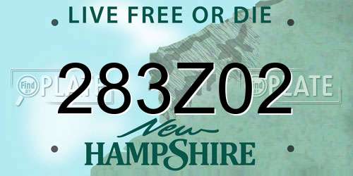 283Z02 New Hampshire License Plate