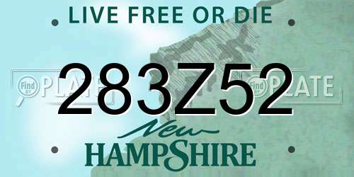 283Z52 New Hampshire License Plate