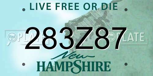 283Z87 New Hampshire License Plate