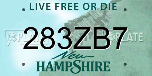 283ZB7 New Hampshire License Plate