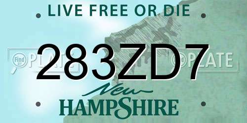 283ZD7 New Hampshire License Plate