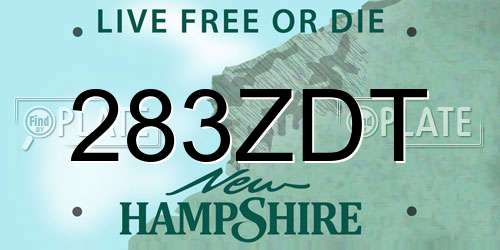 283ZDT New Hampshire License Plate
