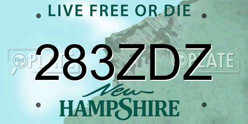 283ZDZ New Hampshire License Plate