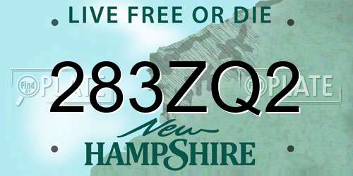 283ZQ2 New Hampshire License Plate
