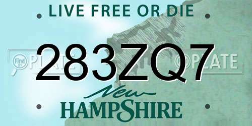 283ZQ7 New Hampshire License Plate