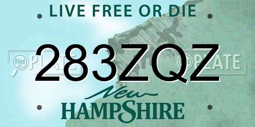 283ZQZ New Hampshire License Plate