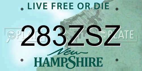 283ZSZ New Hampshire License Plate
