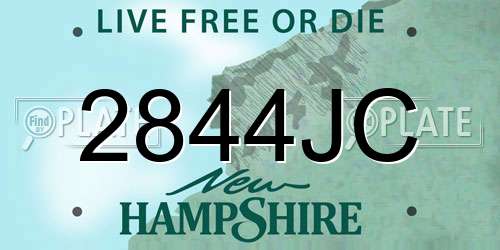 2844JC New Hampshire License Plate