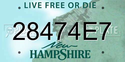 28474E7 New Hampshire License Plate