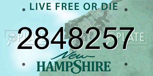 2848257 New Hampshire License Plate