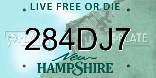 284DJ7 New Hampshire License Plate