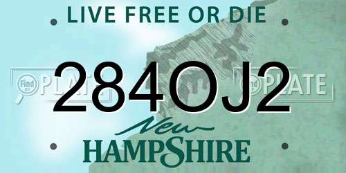 284OJ2 New Hampshire License Plate