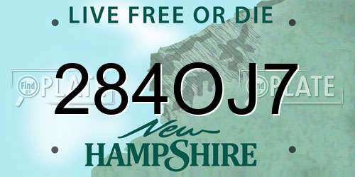 284OJ7 New Hampshire License Plate