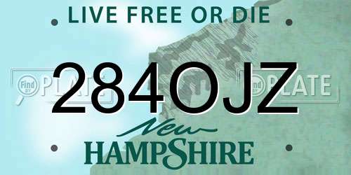 284OJZ New Hampshire License Plate