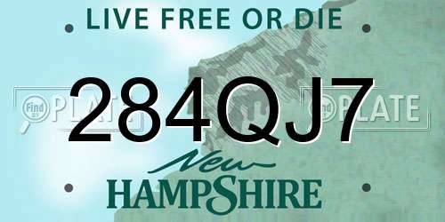 284QJ7 New Hampshire License Plate