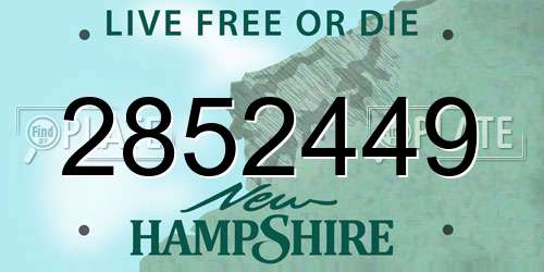 2852449 New Hampshire License Plate