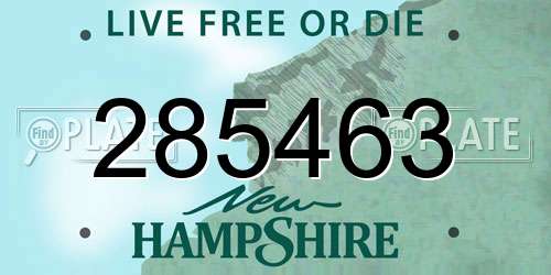 285463 New Hampshire License Plate