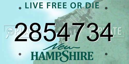 2854734 New Hampshire License Plate