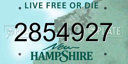 2854927 New Hampshire License Plate