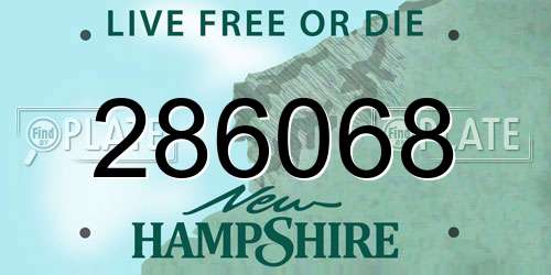 286068 New Hampshire License Plate