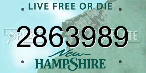 2863989 New Hampshire License Plate