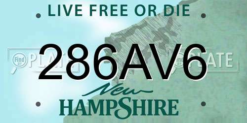 286AV6 New Hampshire License Plate