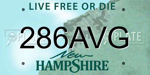 286AVG New Hampshire License Plate