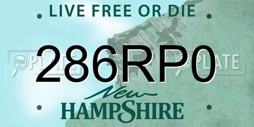 286RP0 New Hampshire License Plate