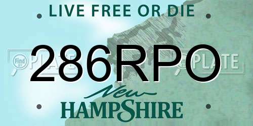 286RPO New Hampshire License Plate