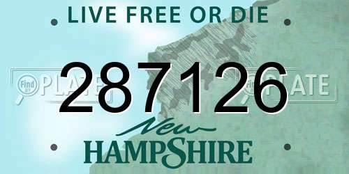 287126 New Hampshire License Plate