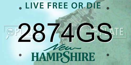 2874GS New Hampshire License Plate