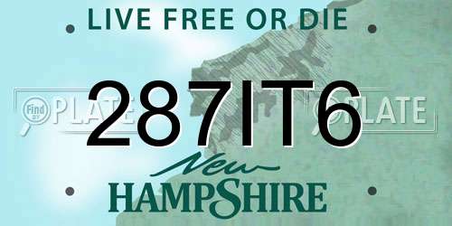 287IT6 New Hampshire License Plate