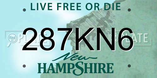 287KN6 New Hampshire License Plate