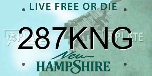 287KNG New Hampshire License Plate